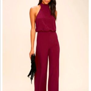 Lulus Burgundy Halter Jumpsuit